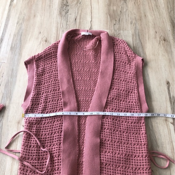 Loft Dusty Pink Open Knit Short Sleeve Duster Cardigan - Picture 5 of 7